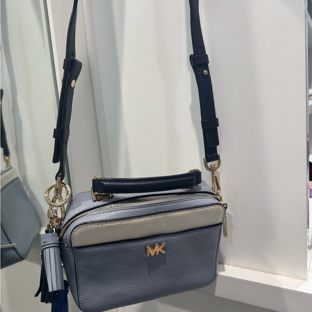 Michael Kors Gray and Black Crossbody Bag with Gold Hardware